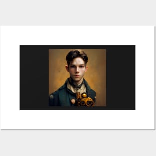 steampunk painting of a young man Posters and Art